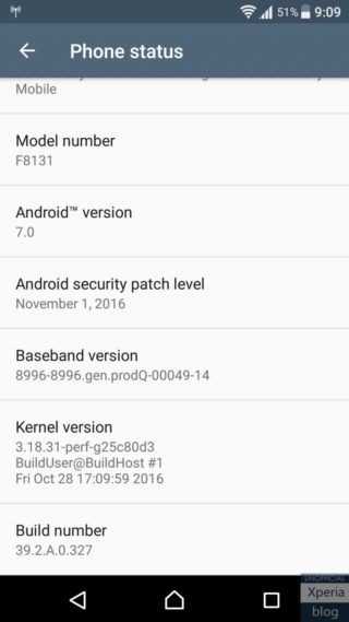 Sony Xperia X Performance Android 7.0 Nougat aktualizacja