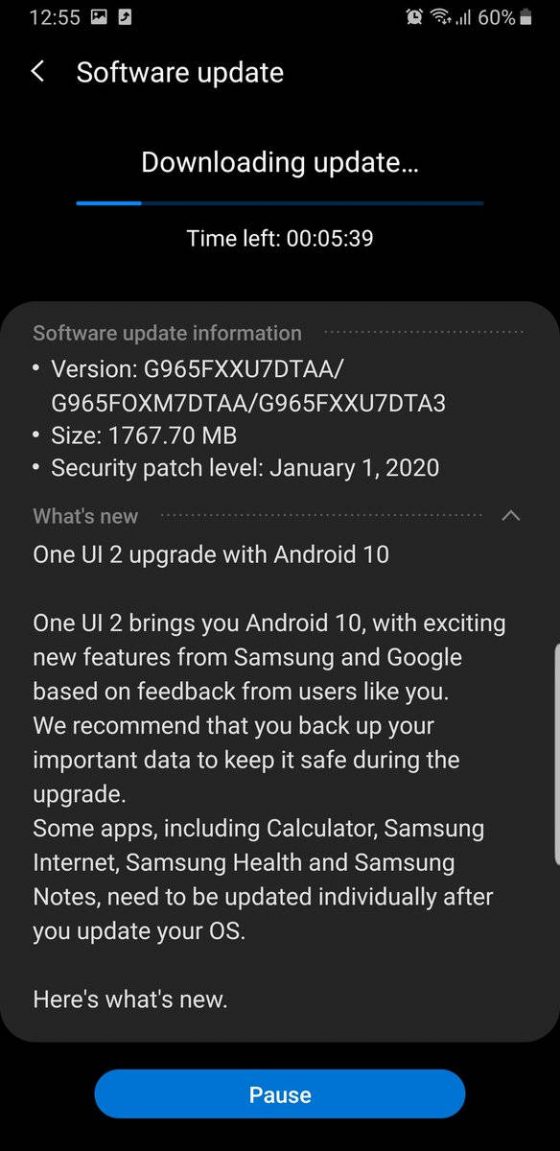 one ui 2.1 s9 update