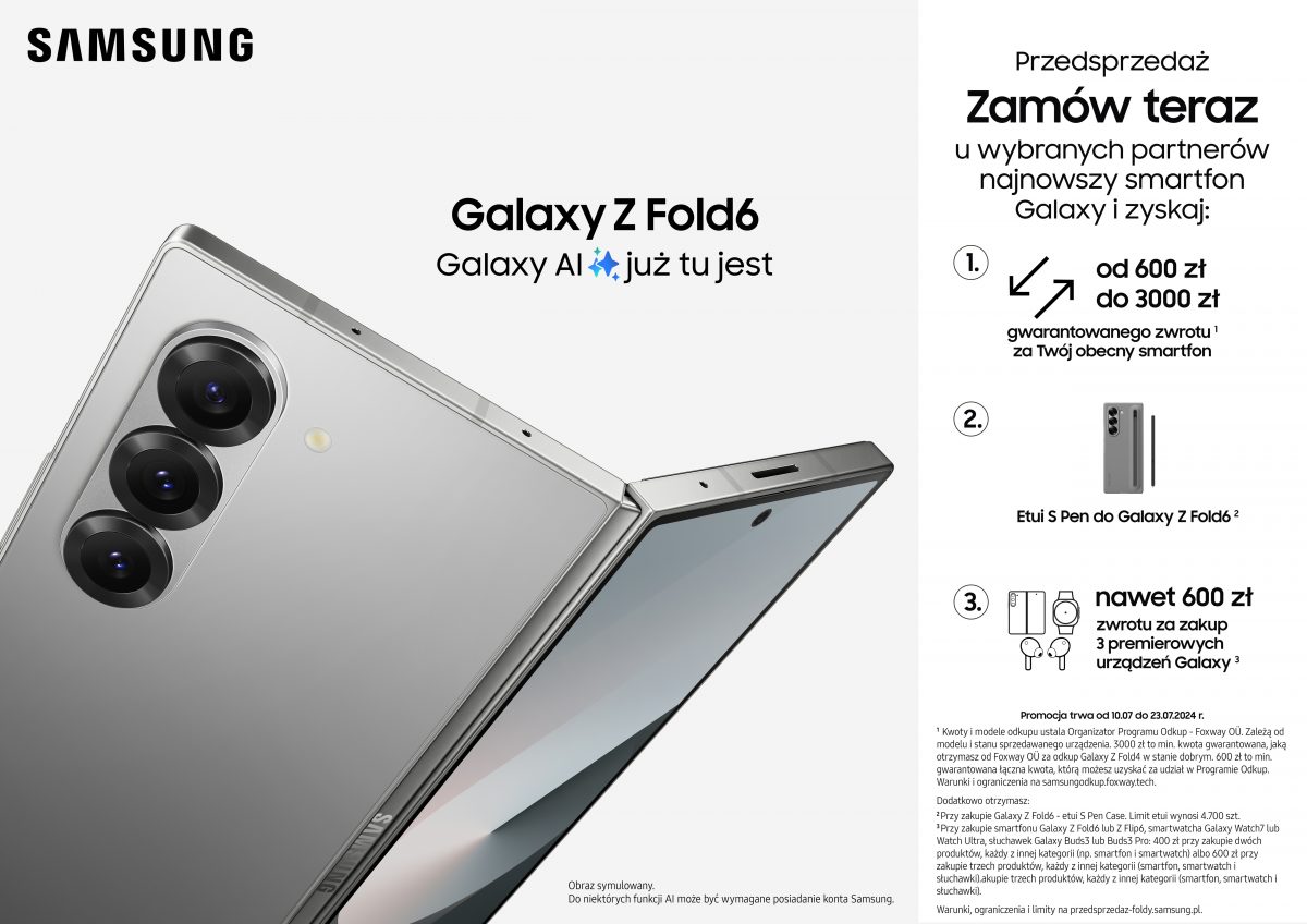 przedsprzedaż Samsung Galaxy Z Fold 6 cena specyfikacja