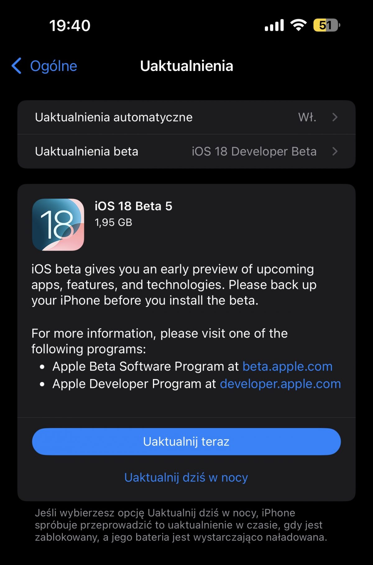 nowa aktualizacja iOS 18 beta 5 Apple iPhone