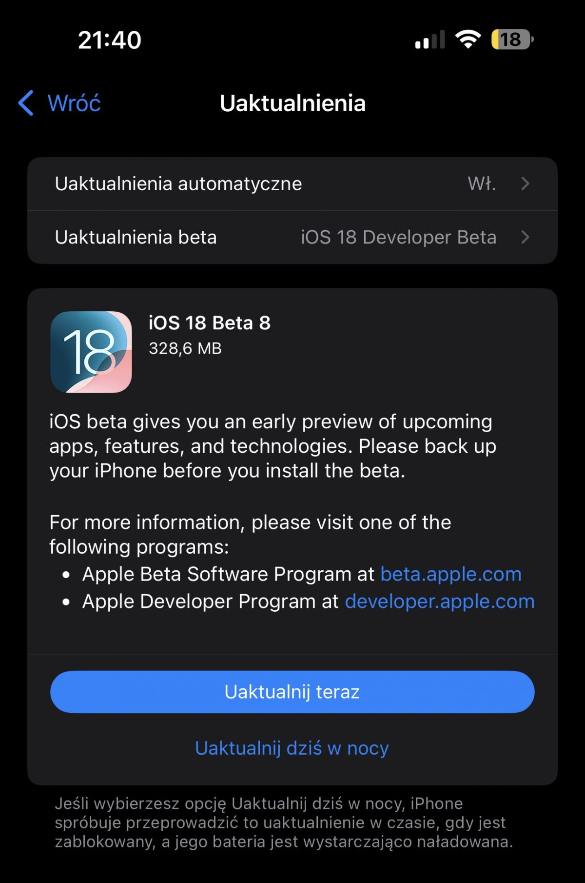 iOS 18 beta 8 iOS 18.1 beta 3 aktualizacja co nowego