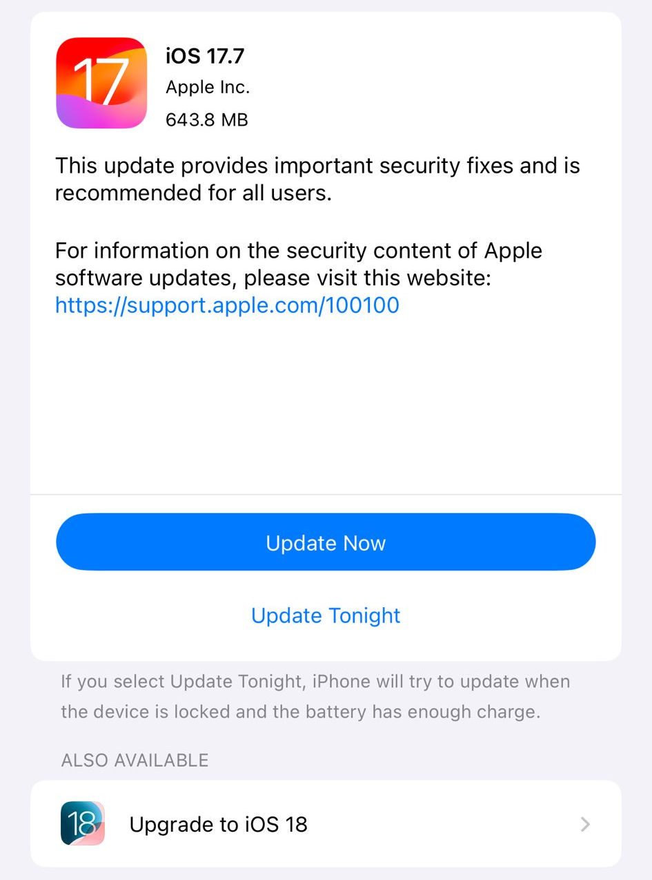 aktualizacja iOS 17.7 iPadOS 17.7 co nowego nowości zmiany