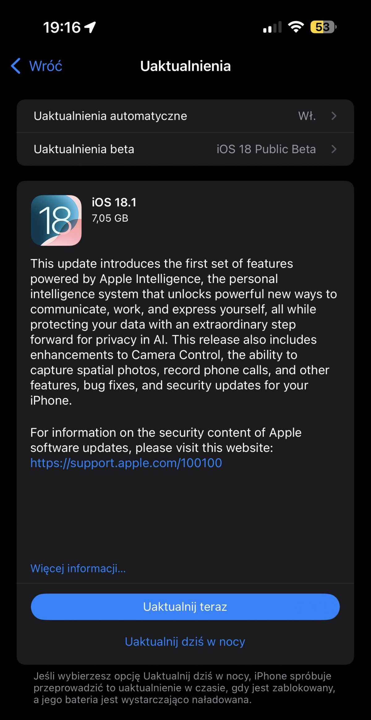 iOS 18.1 RC iPadOS 18.1 RC co nowego aktualizacja nowości wykaz zmian