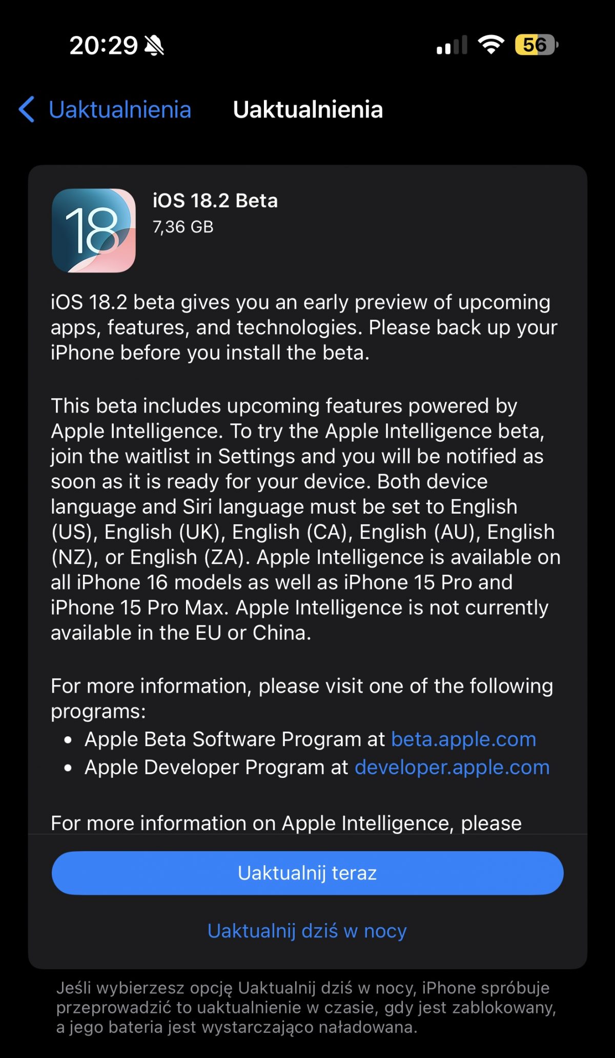 aktualizacja iOS 18.2 beta 1 co nowego Apple iPhone nowości