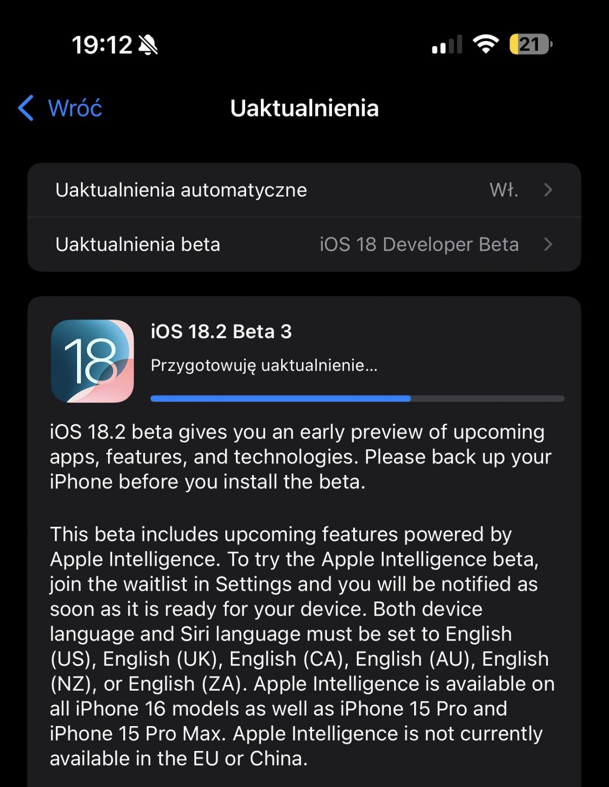 iOS 18.2 beta 3 nowa aktualizacja Apple iPhone