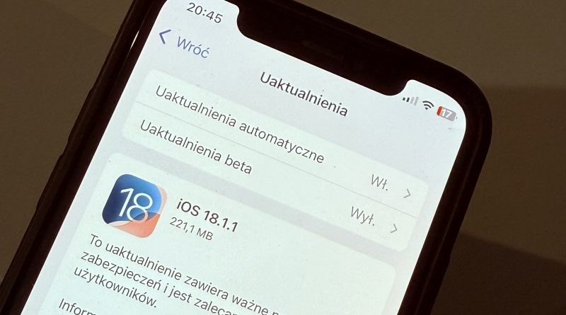 aktualizacja iOS 18.1.1 co nowego Apple iPhone