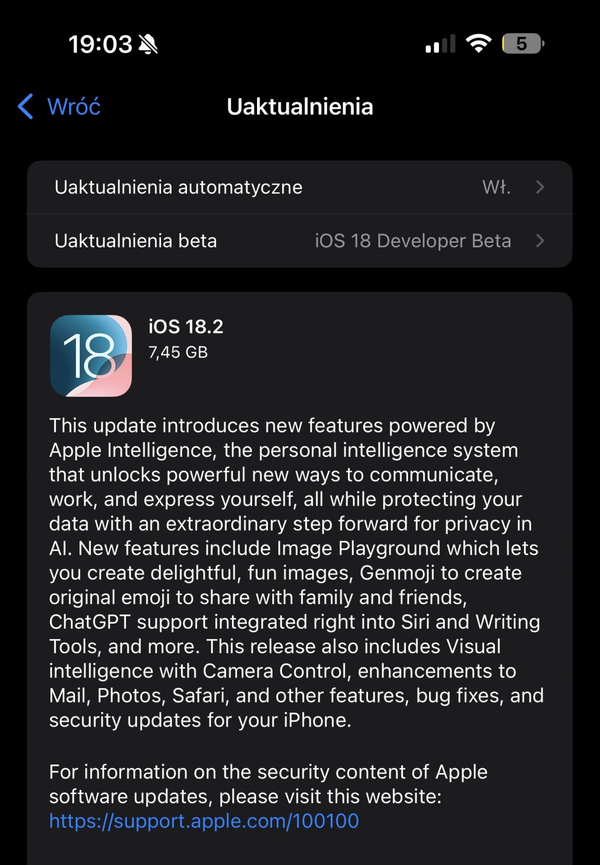 iOS 18.2 RC co nowego aktualizacja wykaz zmian nowości Apple iPhone